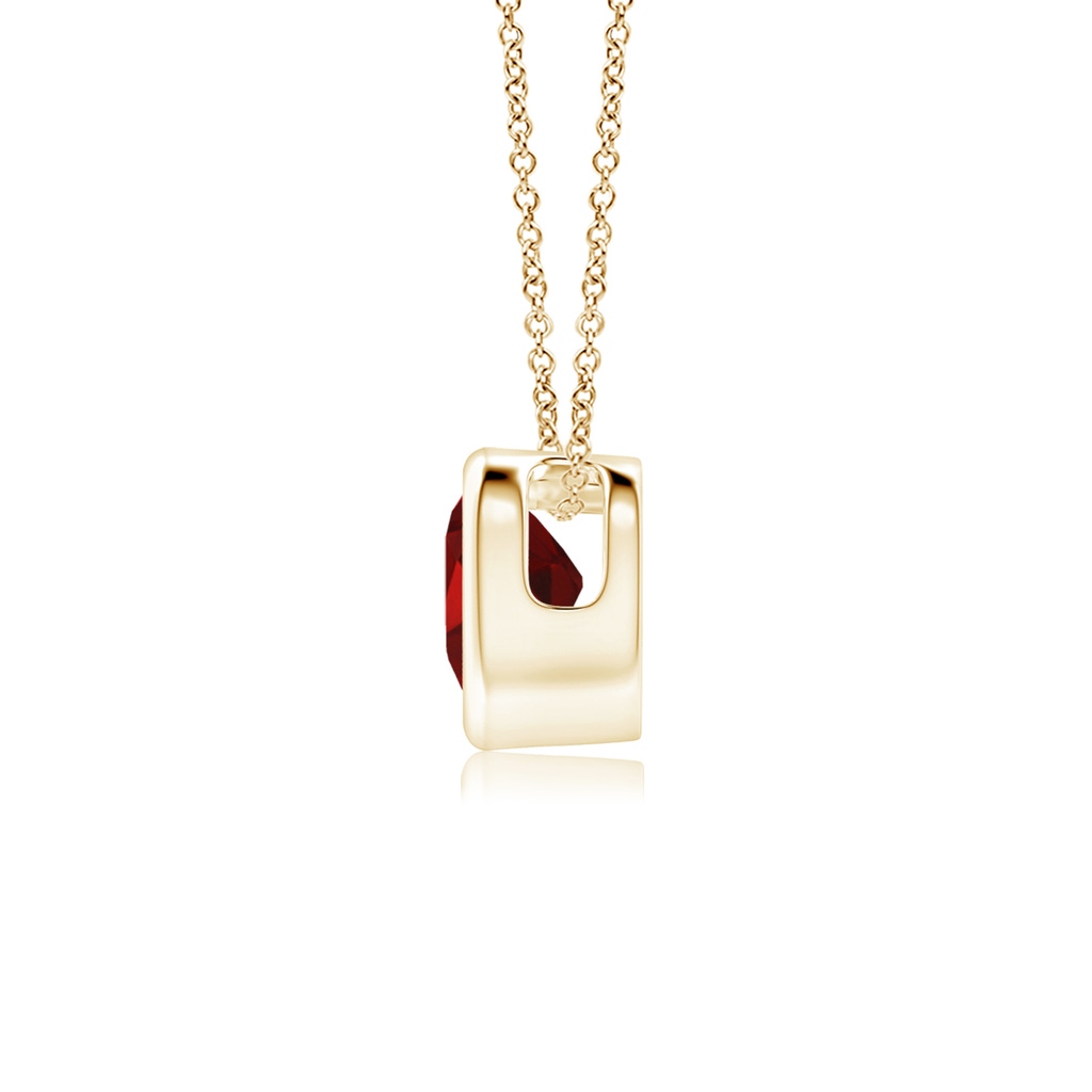 4mm AAAA Bezel-Set Solitaire Heart Garnet Pendant in Yellow Gold - side 199