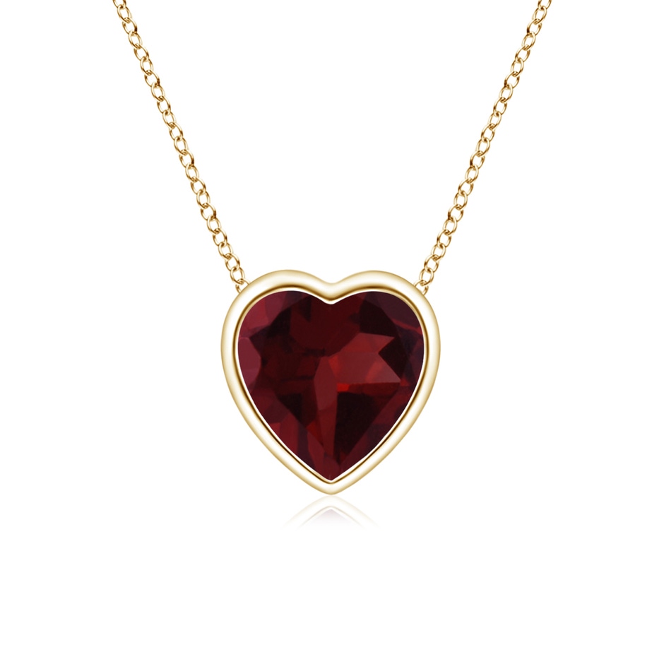 5mm A Bezel-Set Solitaire Heart Garnet Pendant in Yellow Gold 