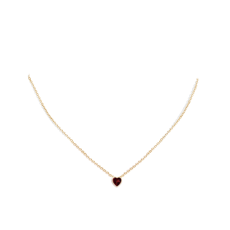 5mm A Bezel-Set Solitaire Heart Garnet Pendant in Yellow Gold pen