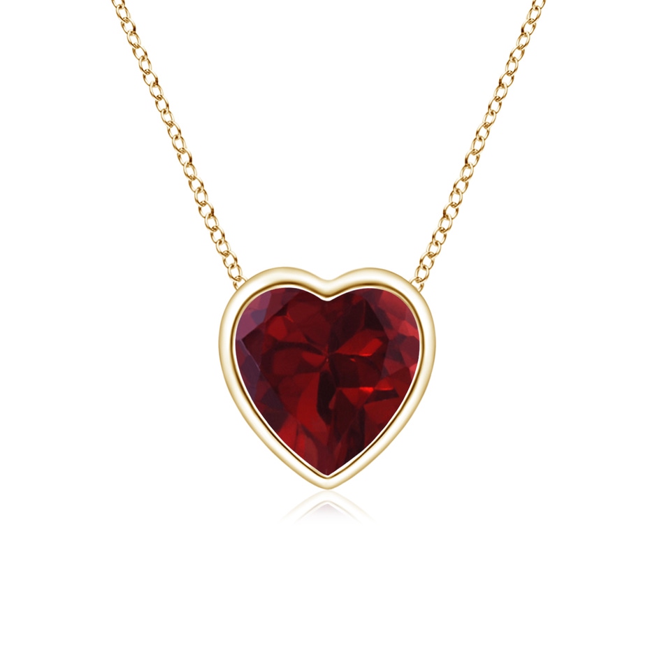 5mm AA Bezel-Set Solitaire Heart Garnet Pendant in Yellow Gold 