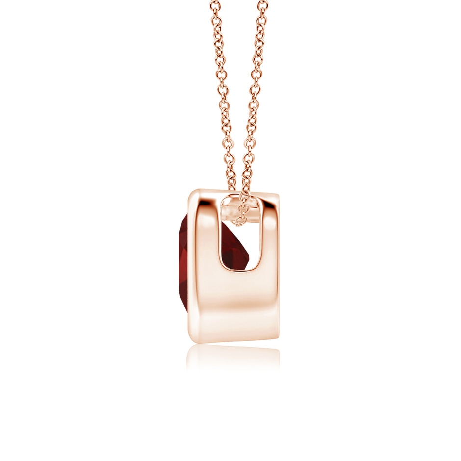 5mm AAA Bezel-Set Solitaire Heart Garnet Pendant in Rose Gold side 199
