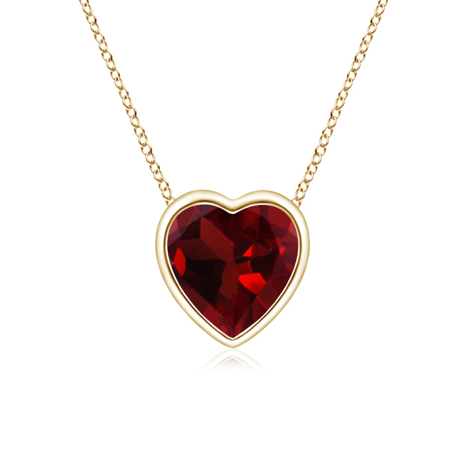 5mm AAA Bezel-Set Solitaire Heart Garnet Pendant in Yellow Gold 