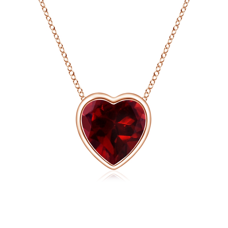 5mm AAAA Bezel-Set Solitaire Heart Garnet Pendant in Rose Gold 