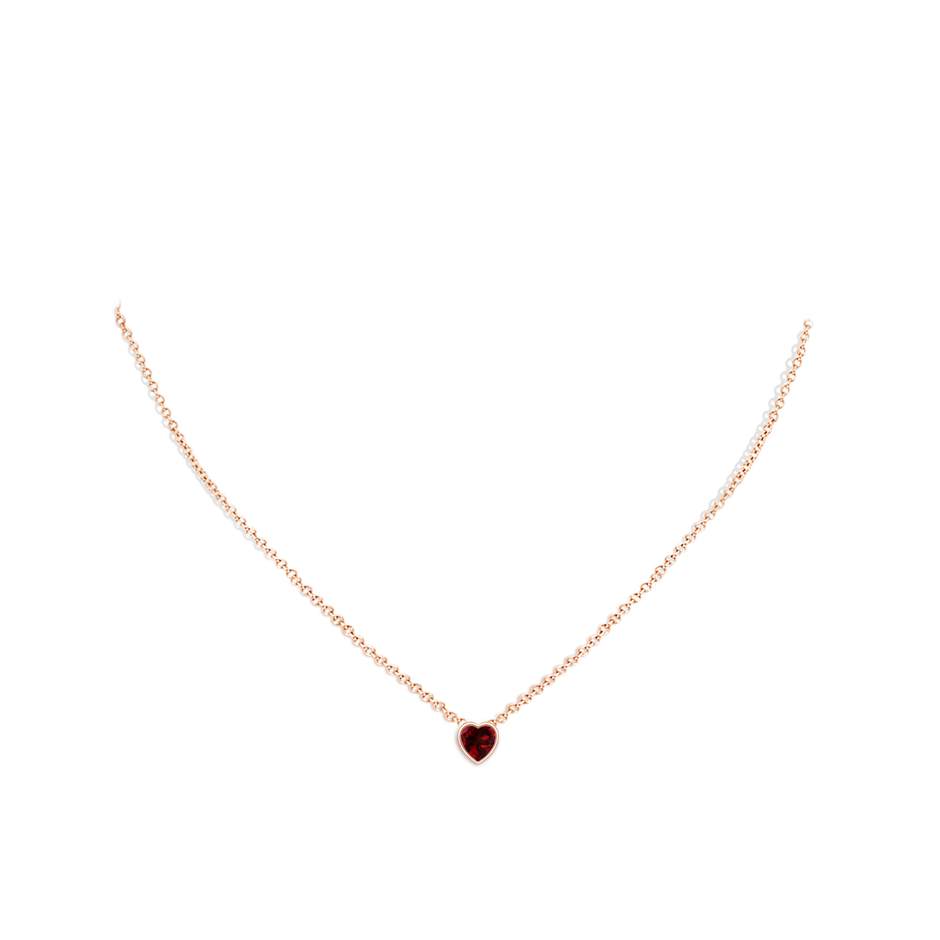 5mm AAAA Bezel-Set Solitaire Heart Garnet Pendant in Rose Gold pen