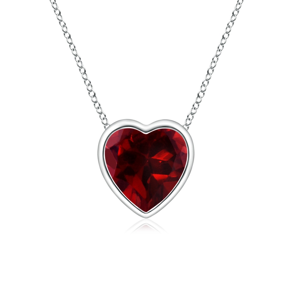 5mm AAAA Bezel-Set Solitaire Heart Garnet Pendant in White Gold 