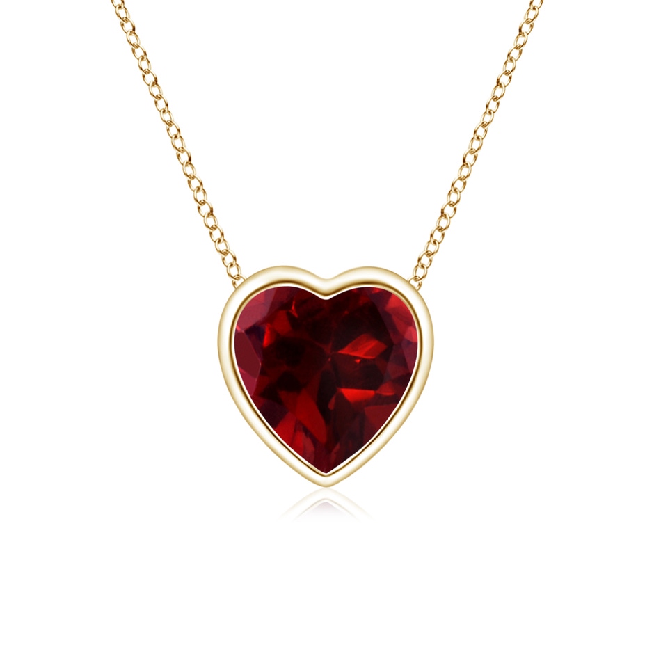5mm AAAA Bezel-Set Solitaire Heart Garnet Pendant in Yellow Gold 