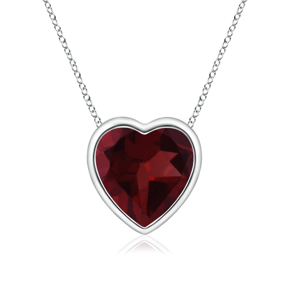 6mm A Bezel-Set Solitaire Heart Garnet Pendant in White Gold 