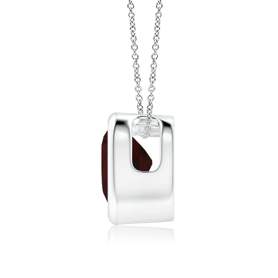 6mm A Bezel-Set Solitaire Heart Garnet Pendant in White Gold side 199