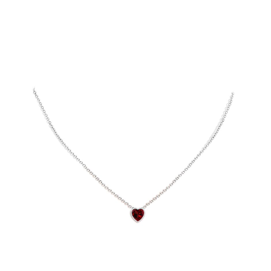 6mm AAA Bezel-Set Solitaire Heart Garnet Pendant in White Gold pen