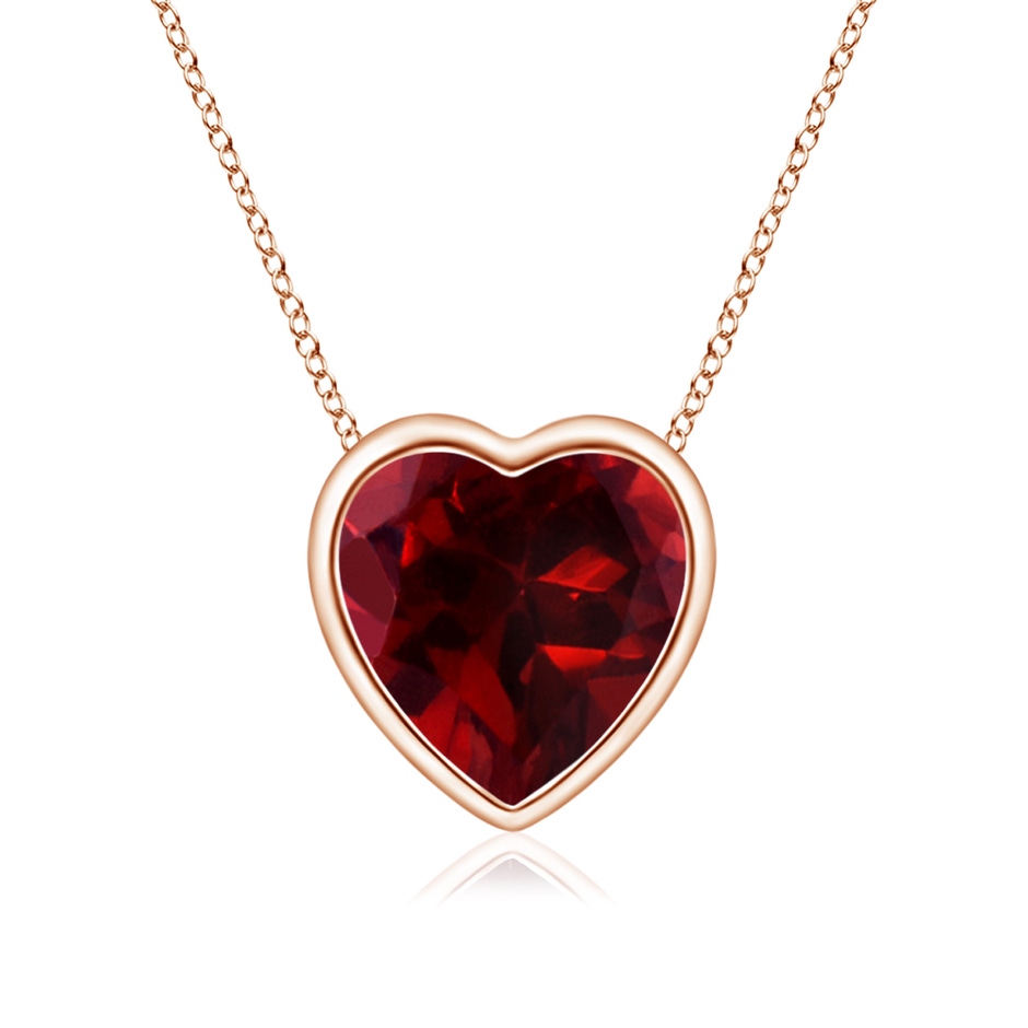 6mm AAAA Bezel-Set Solitaire Heart Garnet Pendant in Rose Gold 