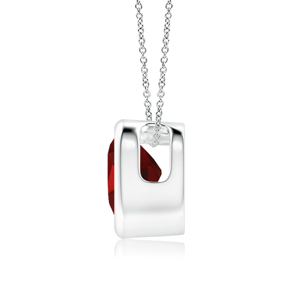 6mm AAAA Bezel-Set Solitaire Heart Garnet Pendant in White Gold - side 199