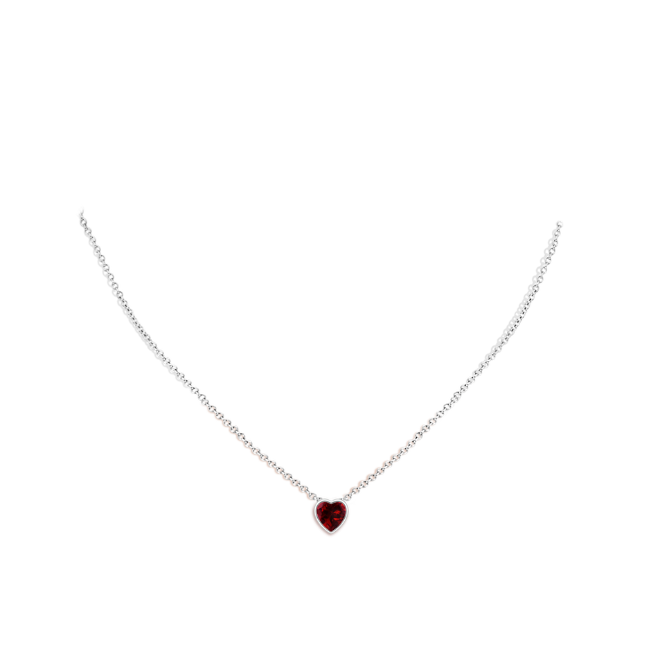 6mm AAAA Bezel-Set Solitaire Heart Garnet Pendant in White Gold pen