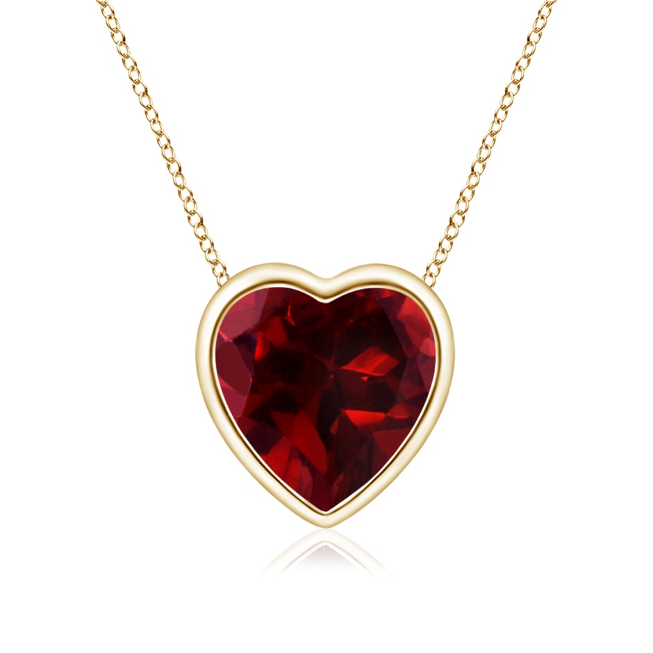 6mm AAAA Bezel-Set Solitaire Heart Garnet Pendant in Yellow Gold 