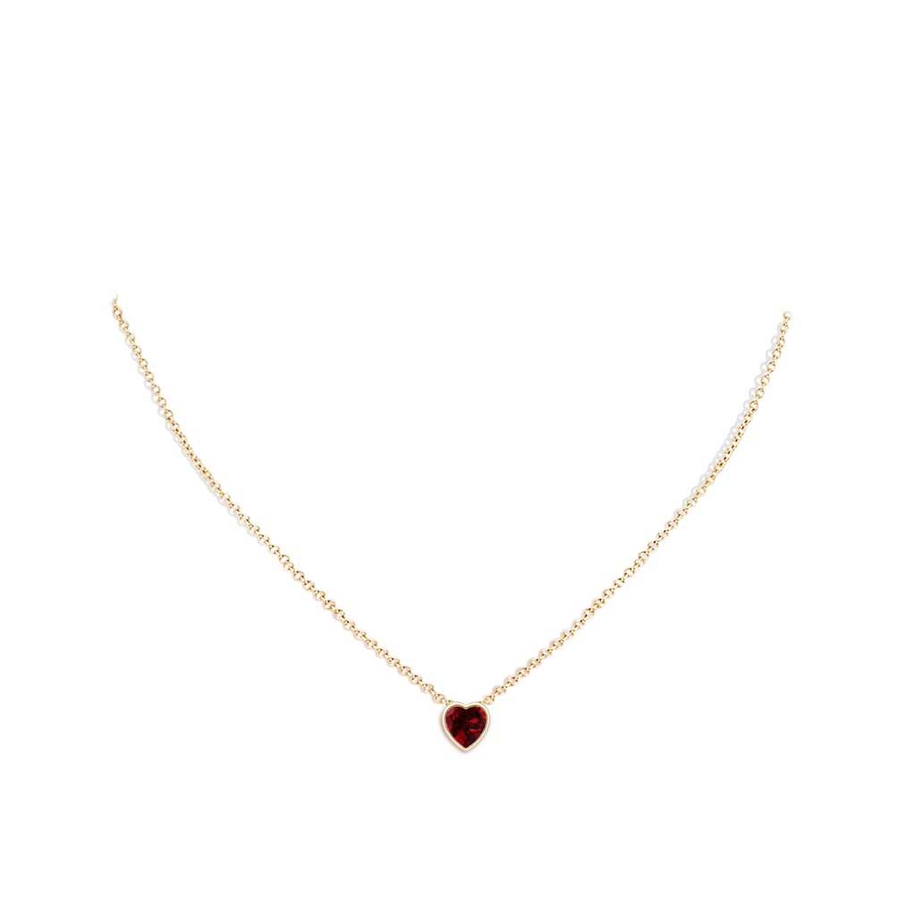 6mm AAAA Bezel-Set Solitaire Heart Garnet Pendant in Yellow Gold pen