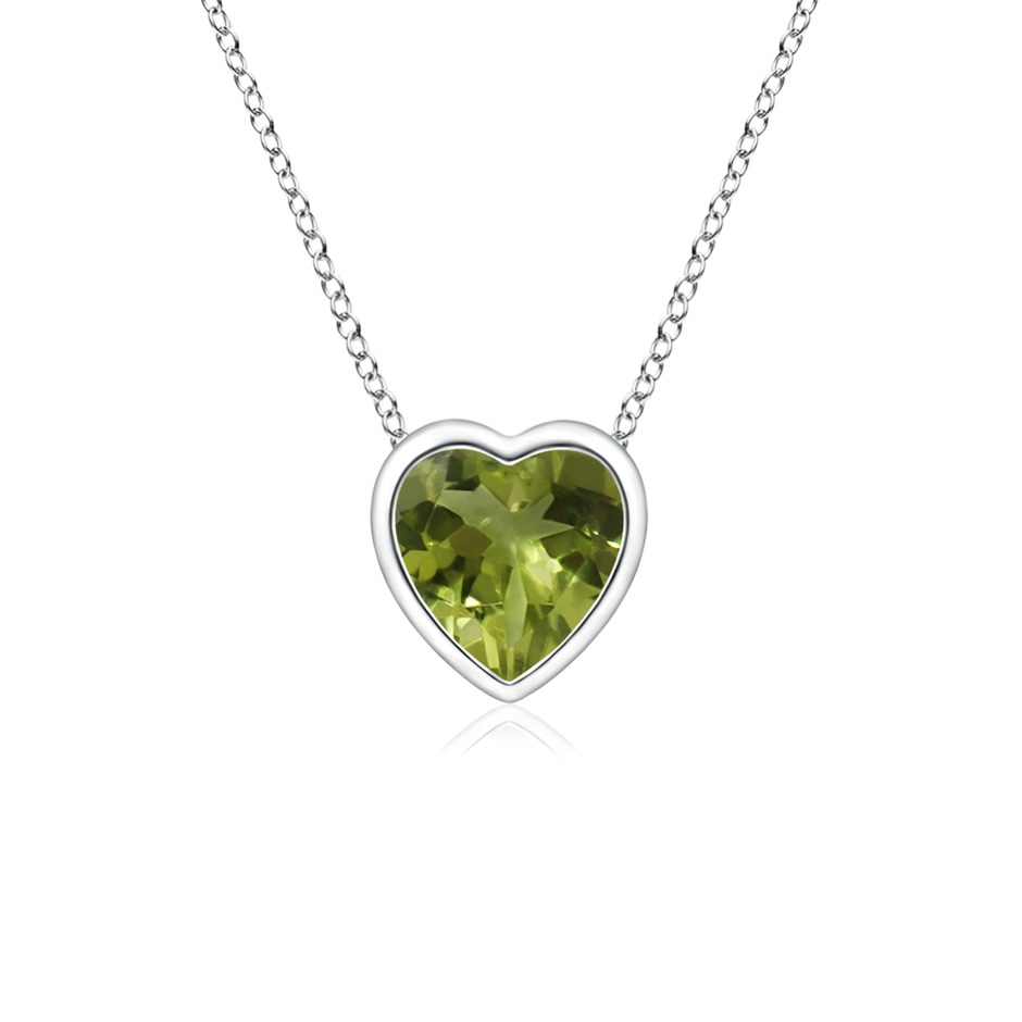4mm A Bezel-Set Solitaire Heart Peridot Pendant in White Gold 