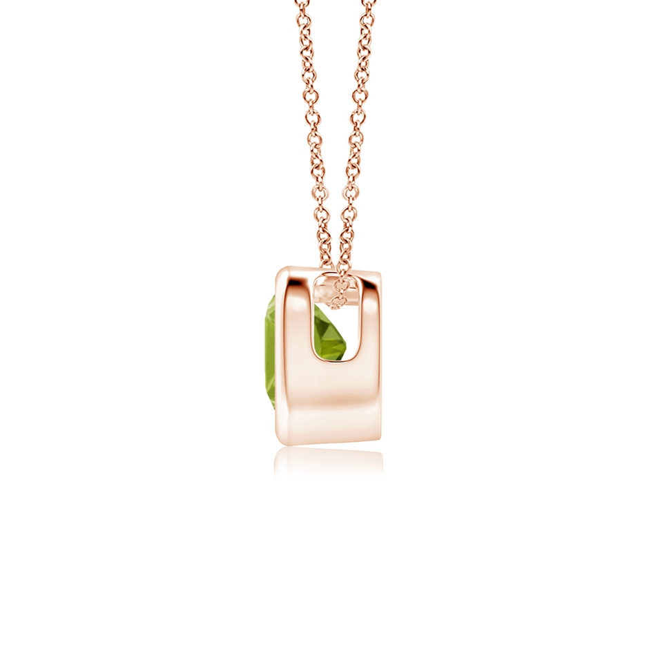 4mm AA Bezel-Set Solitaire Heart Peridot Pendant in Rose Gold side-1
