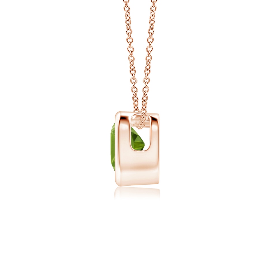 4mm AAA Bezel-Set Solitaire Heart Peridot Pendant in 9K Rose Gold side-1