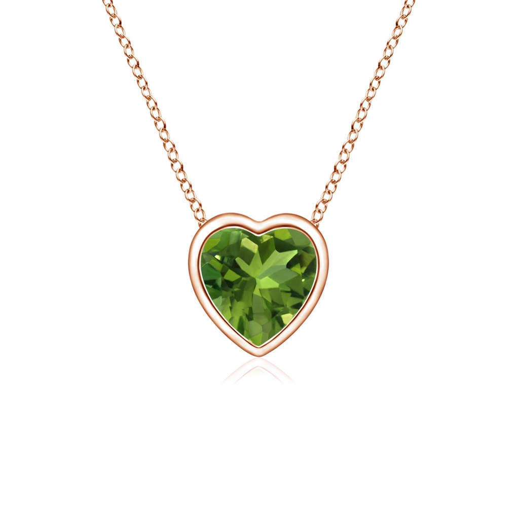 4mm AAAA Bezel-Set Solitaire Heart Peridot Pendant in Rose Gold