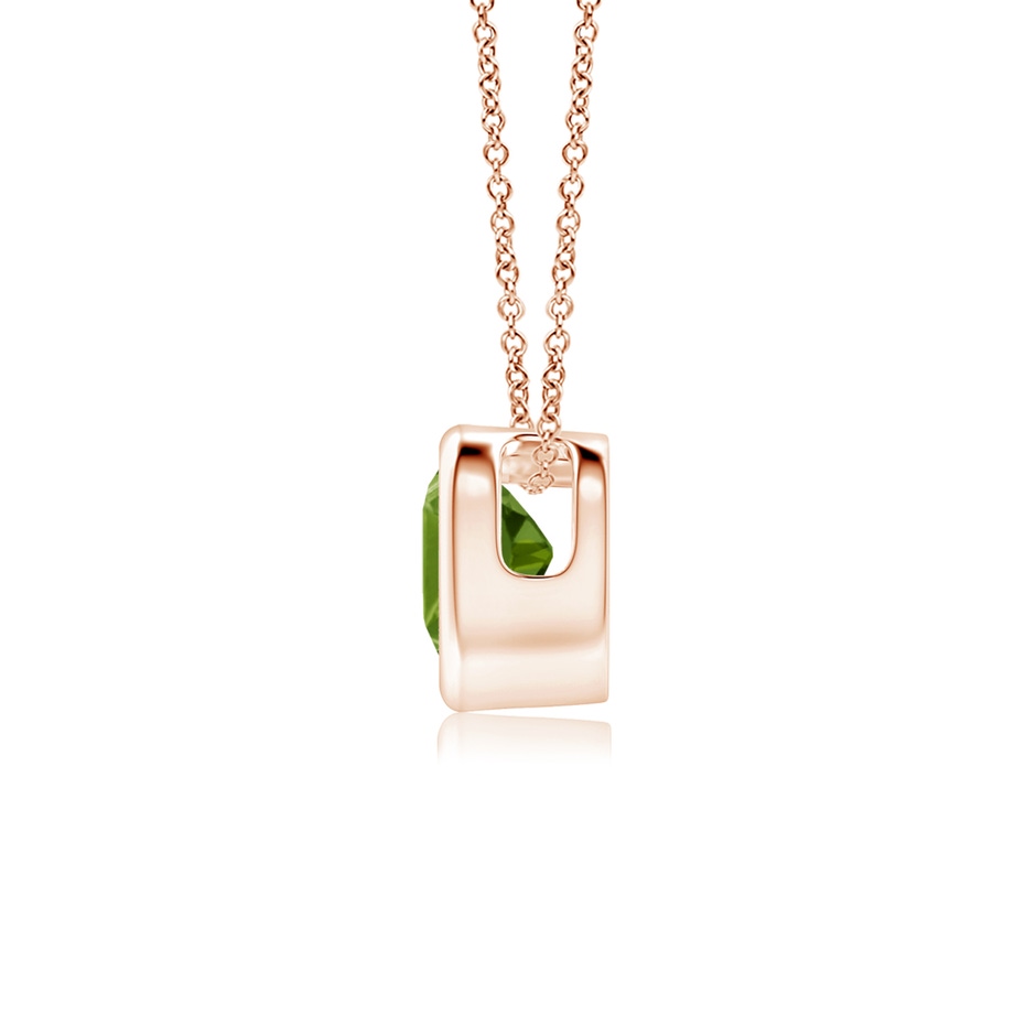 4mm AAAA Bezel-Set Solitaire Heart Peridot Pendant in Rose Gold side-1