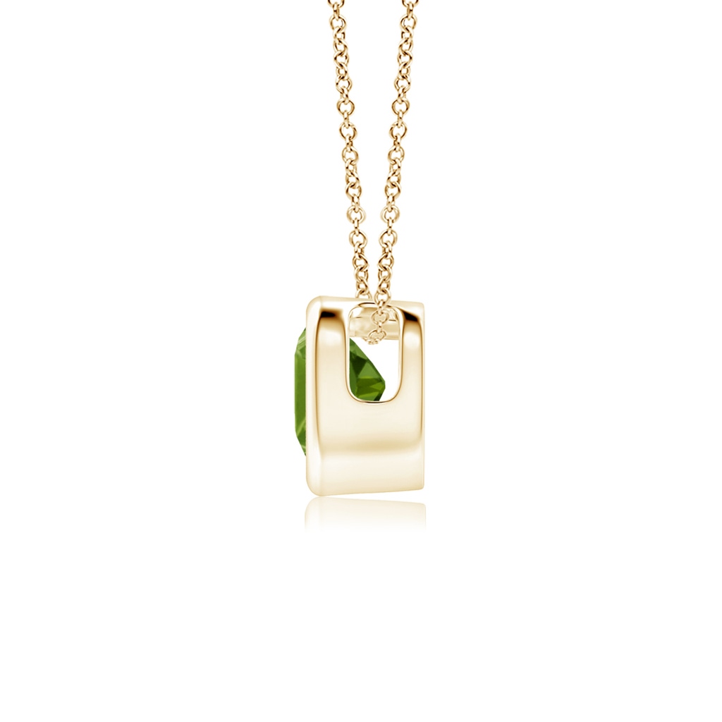 4mm AAAA Bezel-Set Solitaire Heart Peridot Pendant in Yellow Gold - side_1
