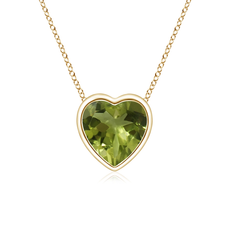 5mm A Bezel-Set Solitaire Heart Peridot Pendant in Yellow Gold 