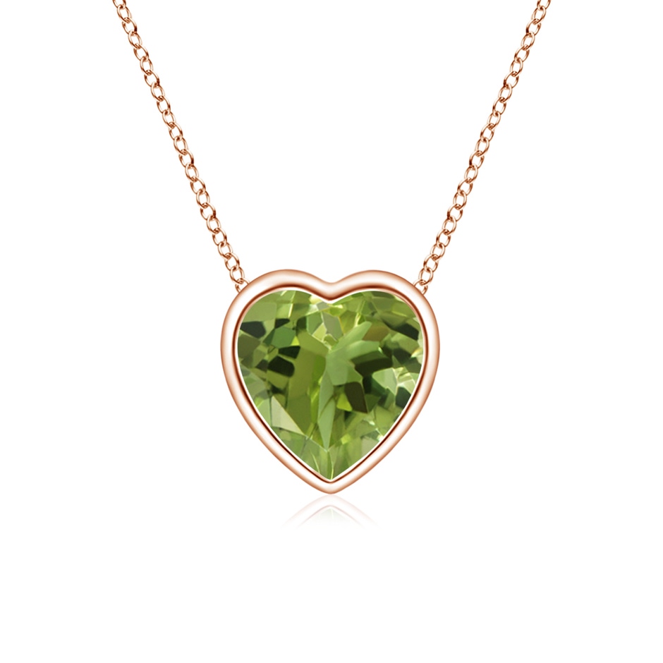 5mm AA Bezel-Set Solitaire Heart Peridot Pendant in Rose Gold 
