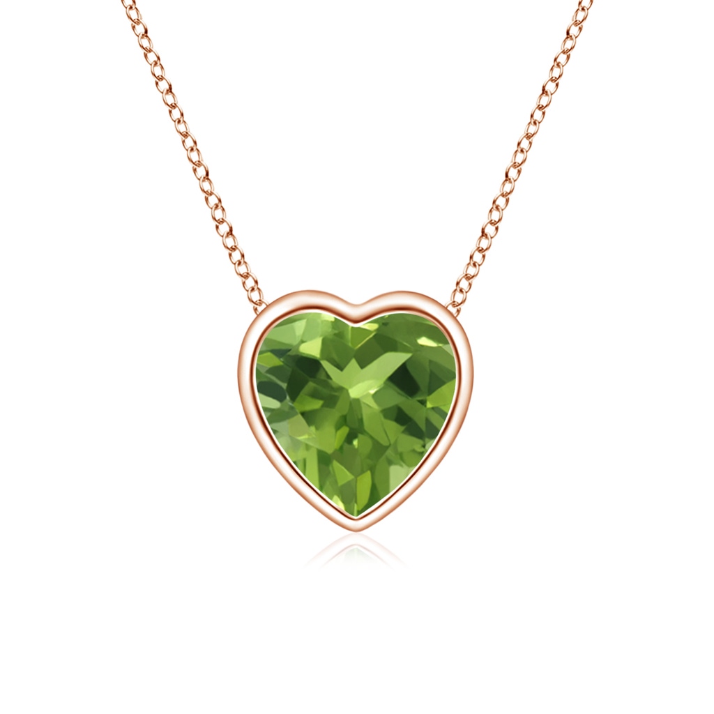 5mm AAA Bezel-Set Solitaire Heart Peridot Pendant in Rose Gold