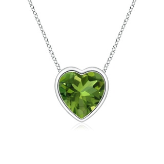 5mm AAAA Bezel-Set Solitaire Heart Peridot Pendant in P950 Platinum