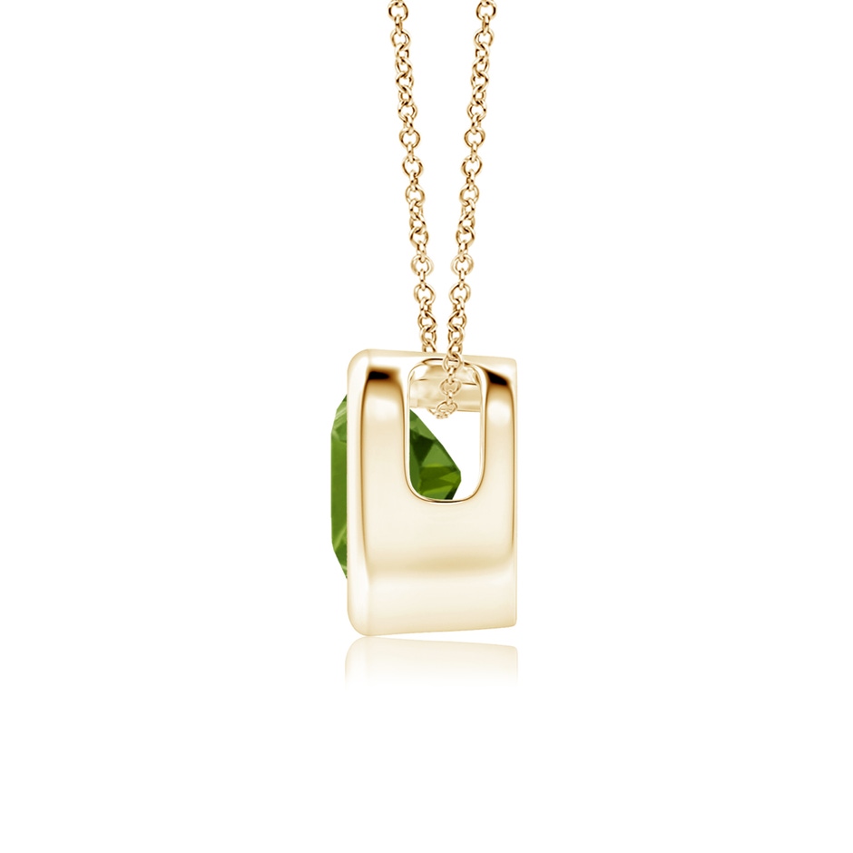 5mm AAAA Bezel-Set Solitaire Heart Peridot Pendant in Yellow Gold side-1