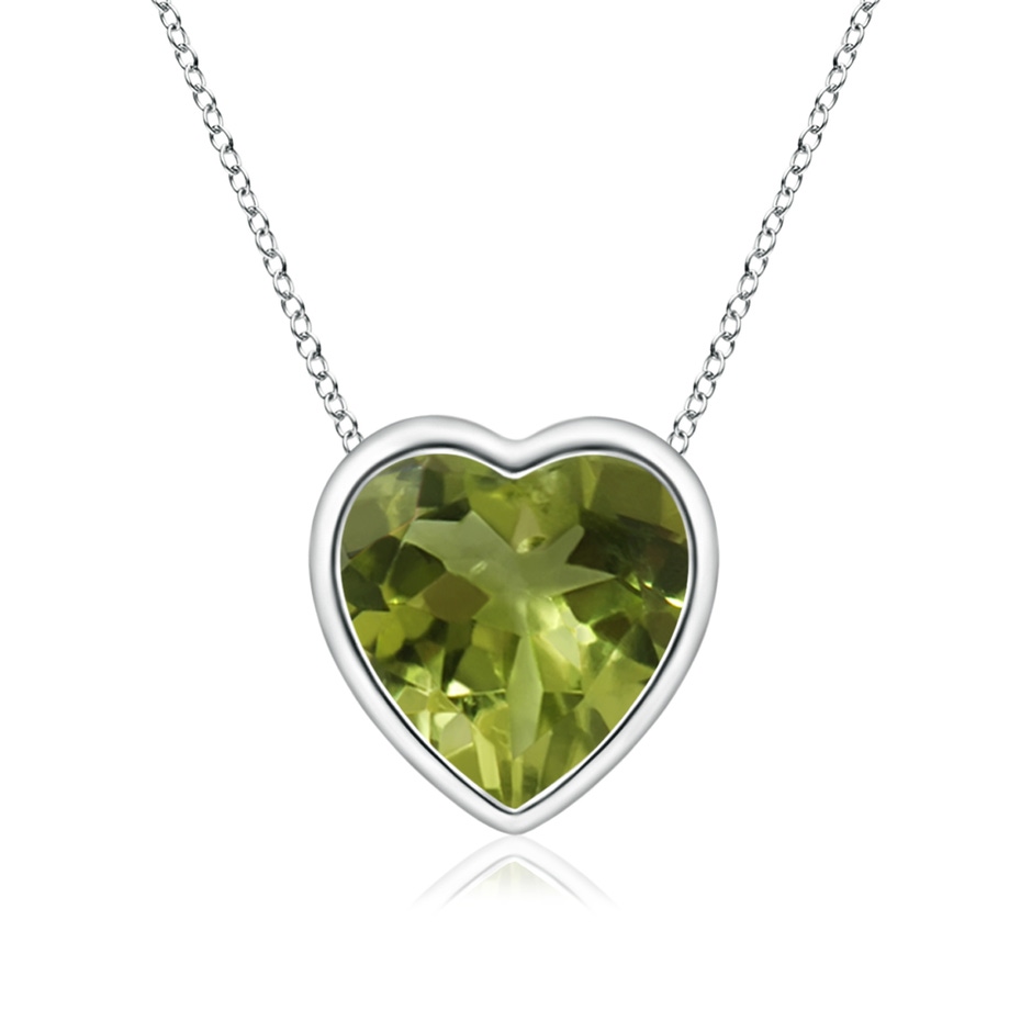 6mm A Bezel-Set Solitaire Heart Peridot Pendant in White Gold 