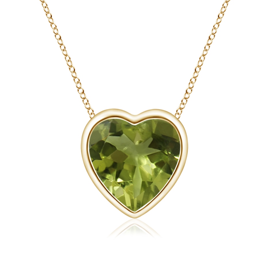 6mm A Bezel-Set Solitaire Heart Peridot Pendant in Yellow Gold 