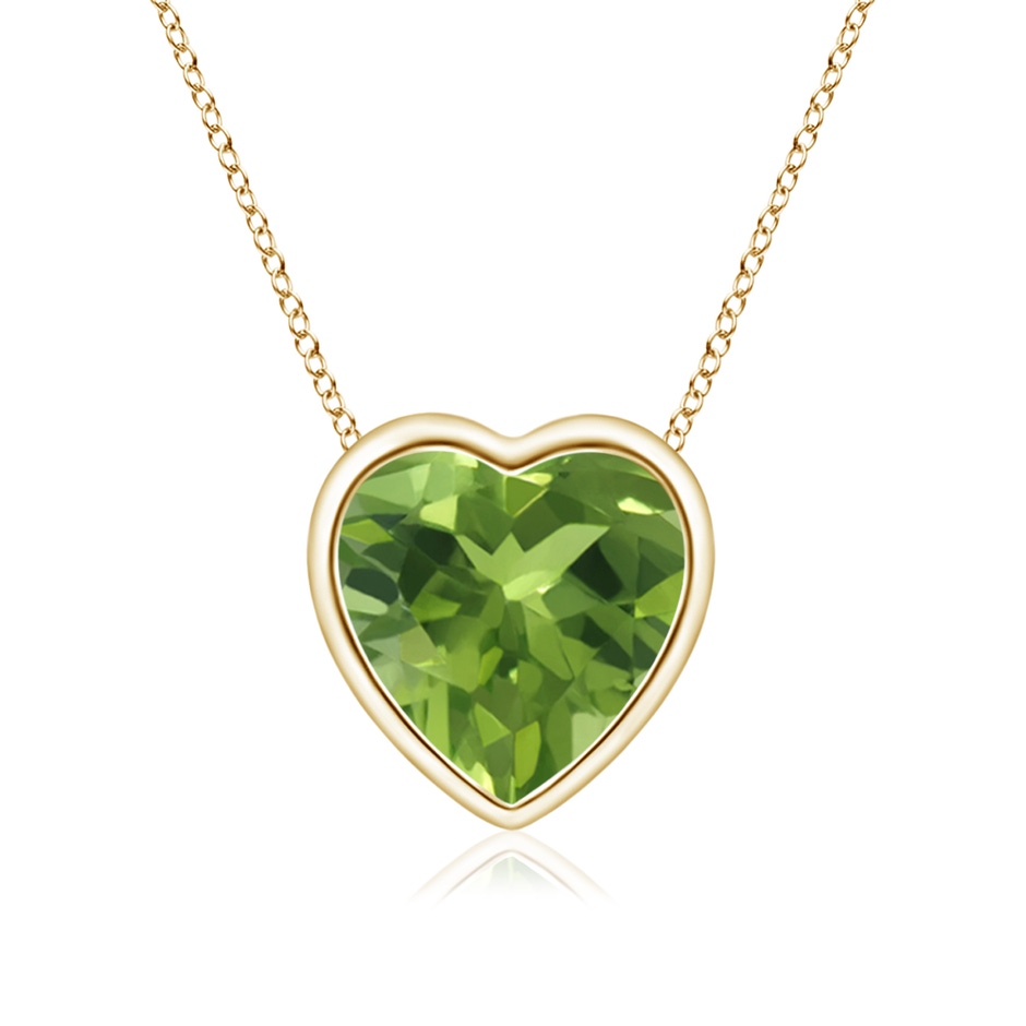 6mm AAA Bezel-Set Solitaire Heart Peridot Pendant in Yellow Gold 