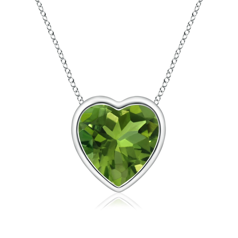 6mm AAAA Bezel-Set Solitaire Heart Peridot Pendant in White Gold 