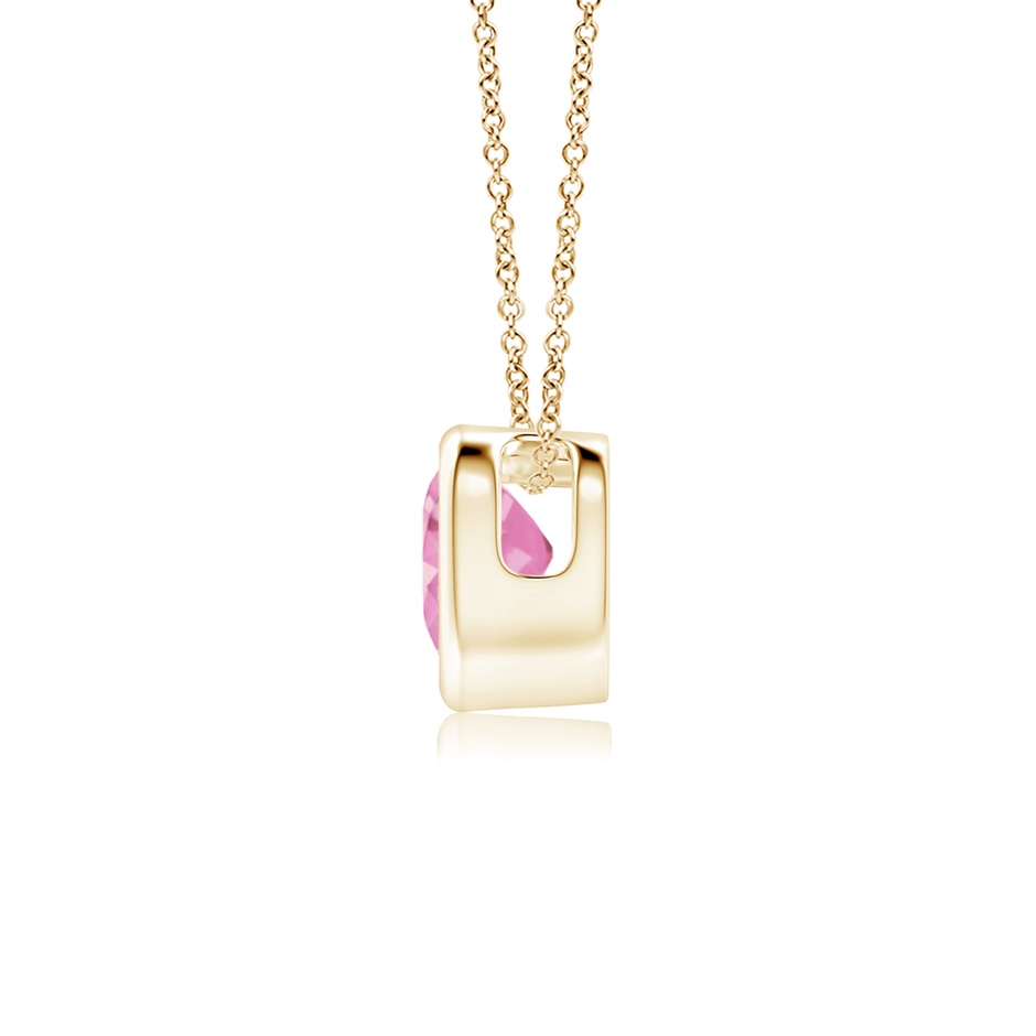 4mm A Bezel-Set Solitaire Heart Pink Sapphire Pendant in Yellow Gold side-1