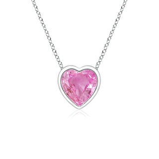 4mm AA Bezel-Set Solitaire Heart Pink Sapphire Pendant in White Gold