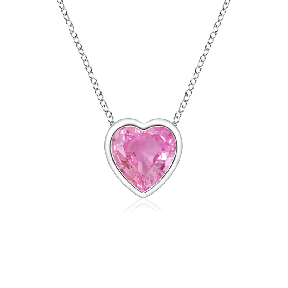 4mm AA Bezel-Set Solitaire Heart Pink Sapphire Pendant in White Gold 