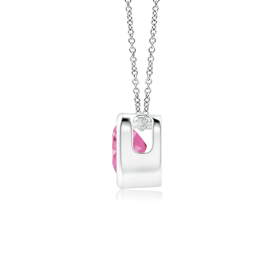 4mm AA Bezel-Set Solitaire Heart Pink Sapphire Pendant in White Gold side-1