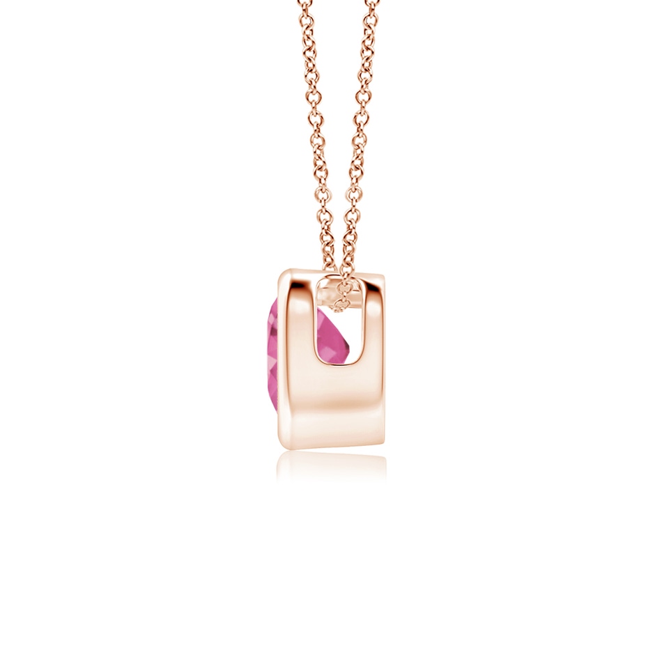 4mm AAA Bezel-Set Solitaire Heart Pink Sapphire Pendant in Rose Gold side-1