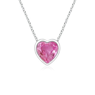 4mm AAA Bezel-Set Solitaire Heart Pink Sapphire Pendant in White Gold