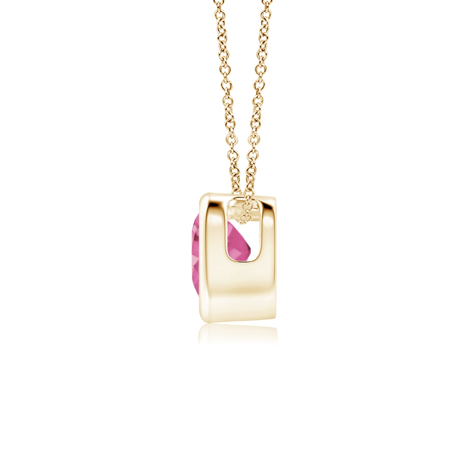 4mm AAA Bezel-Set Solitaire Heart Pink Sapphire Pendant in Yellow Gold side-1