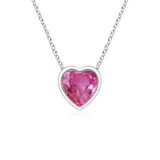 4mm AAAA Bezel-Set Solitaire Heart Pink Sapphire Pendant in P950 Platinum