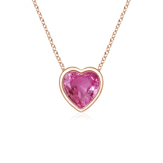 4mm AAAA Bezel-Set Solitaire Heart Pink Sapphire Pendant in Rose Gold