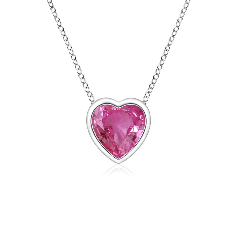 4mm AAAA Bezel-Set Solitaire Heart Pink Sapphire Pendant in White Gold 