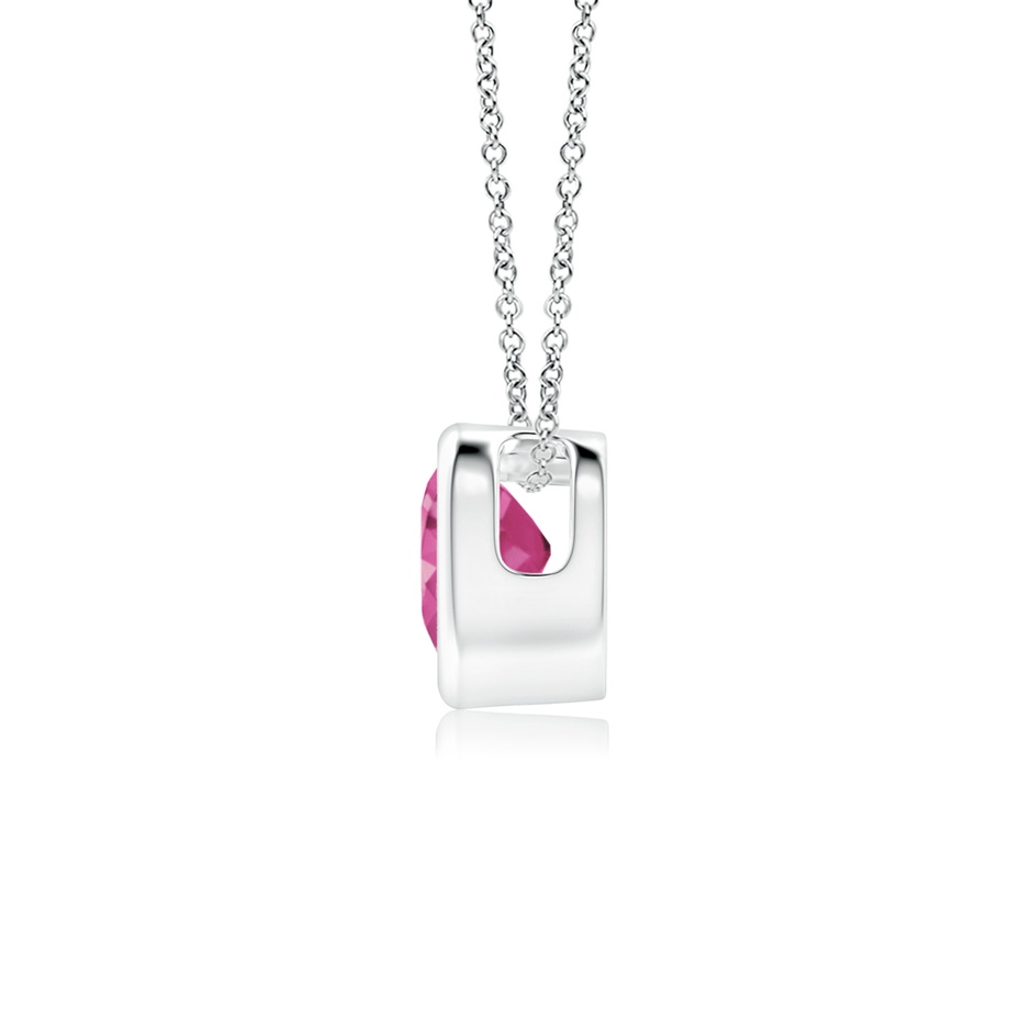 4mm AAAA Bezel-Set Solitaire Heart Pink Sapphire Pendant in White Gold side-1