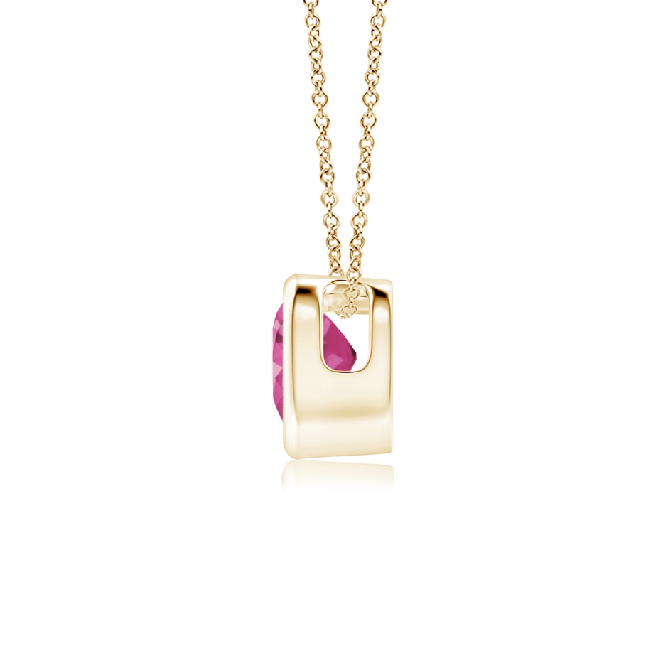 4mm AAAA Bezel-Set Solitaire Heart Pink Sapphire Pendant in Yellow Gold side-1
