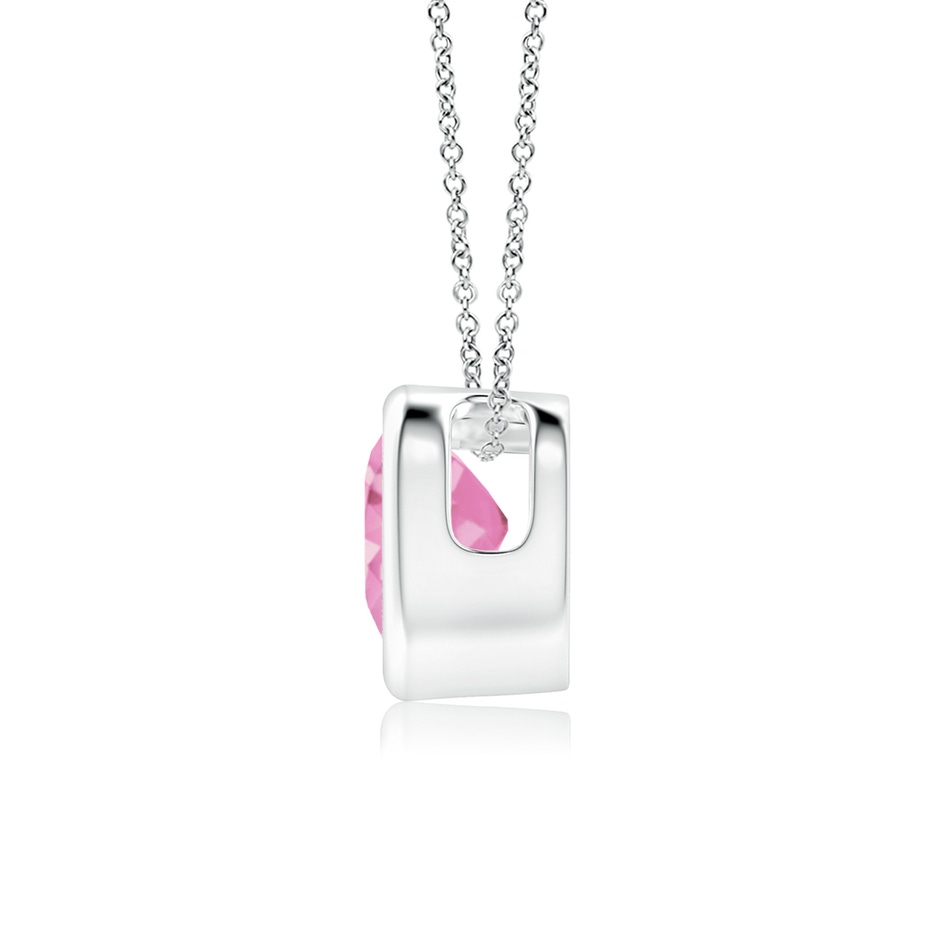 5mm A Bezel-Set Solitaire Heart Pink Sapphire Pendant in White Gold side-1