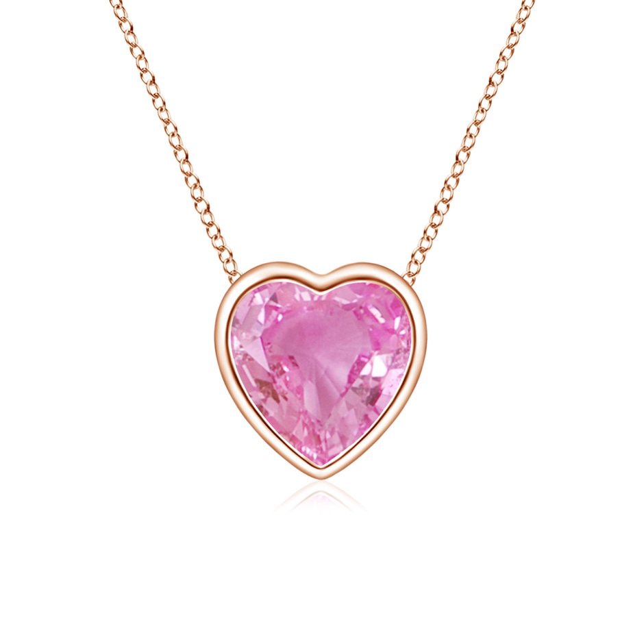 5mm AA Bezel-Set Solitaire Heart Pink Sapphire Pendant in Rose Gold 