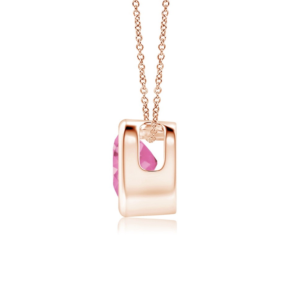 5mm AA Bezel-Set Solitaire Heart Pink Sapphire Pendant in Rose Gold side-1
