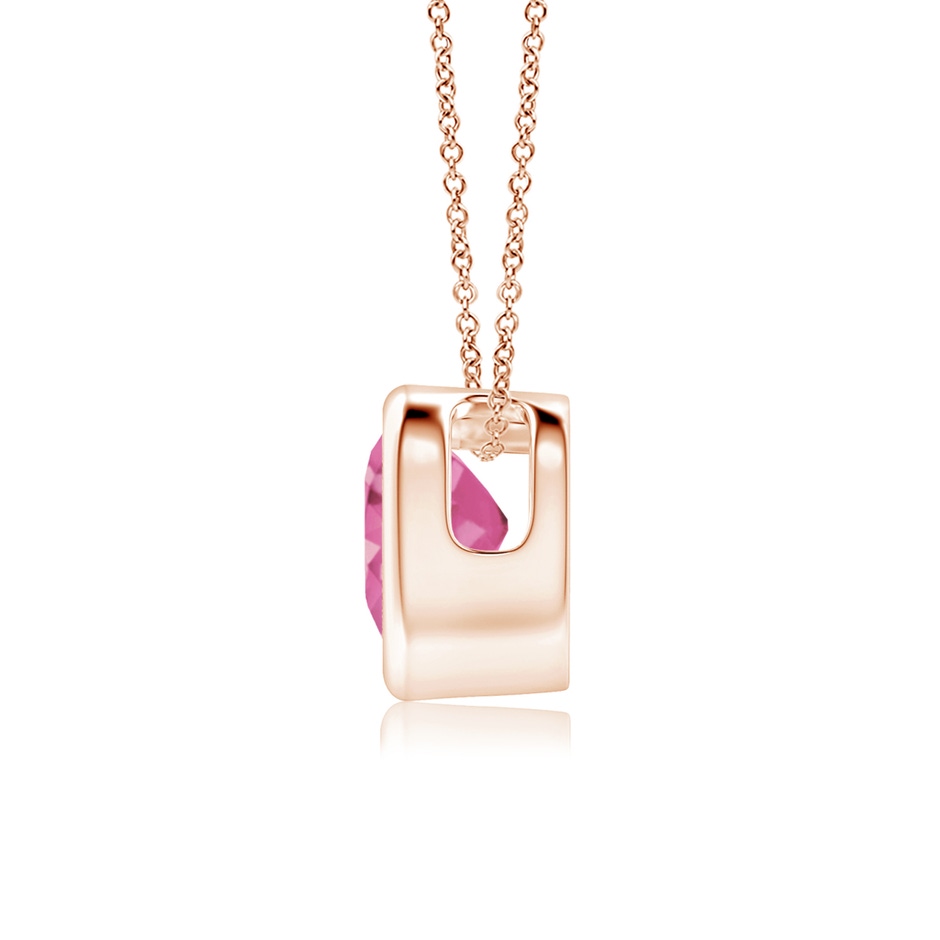 5mm AAA Bezel-Set Solitaire Heart Pink Sapphire Pendant in Rose Gold side-1