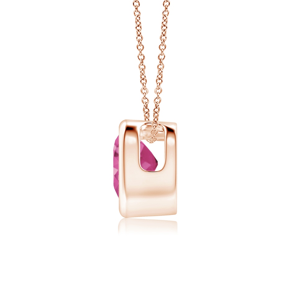 5mm AAAA Bezel-Set Solitaire Heart Pink Sapphire Pendant in Rose Gold side-1